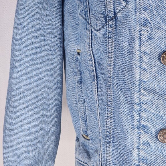 Levi Strauss Medium Wash Distressed Red Label Vintage Original Jean Jacket Sz S - Picture 9 of 16